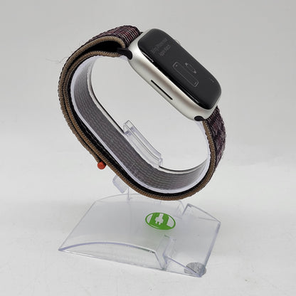 GPS Only Apple Watch Series 8 45MM Silver Aluminum Beige Braided Loop A2771