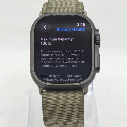 Unlocked Apple Watch Ultra 3 49MM Black Titanium Green Alpine Loop MF0J4LW/A