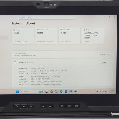 Dell Latitude 7220 11" i7-8665U 1.9GHz 16GB RAM 1TB SSD Rugged Extreme