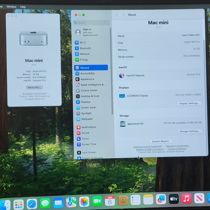 2024 Apple Mac Mini M4 Pro 4.4GHz 24GB RAM 512GB SSD Silver A3239