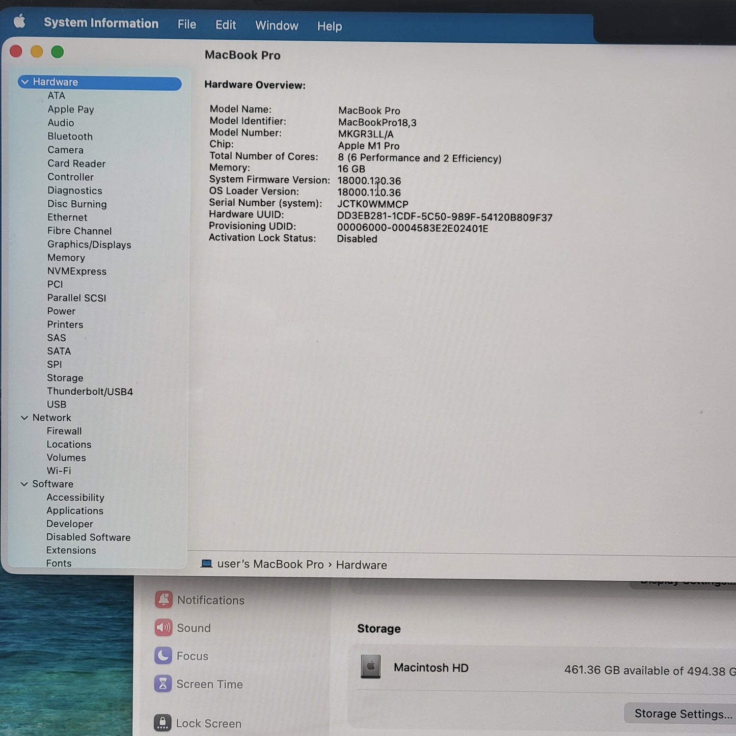2021 Apple MacBook Pro 14" M1 Pro 14C GPU 3.2GHz 16GB RAM 512GB SSD A2442