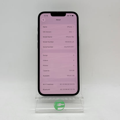 Factory Unlocked Apple iPhone 16e 128GB Black MD0D4LL/A