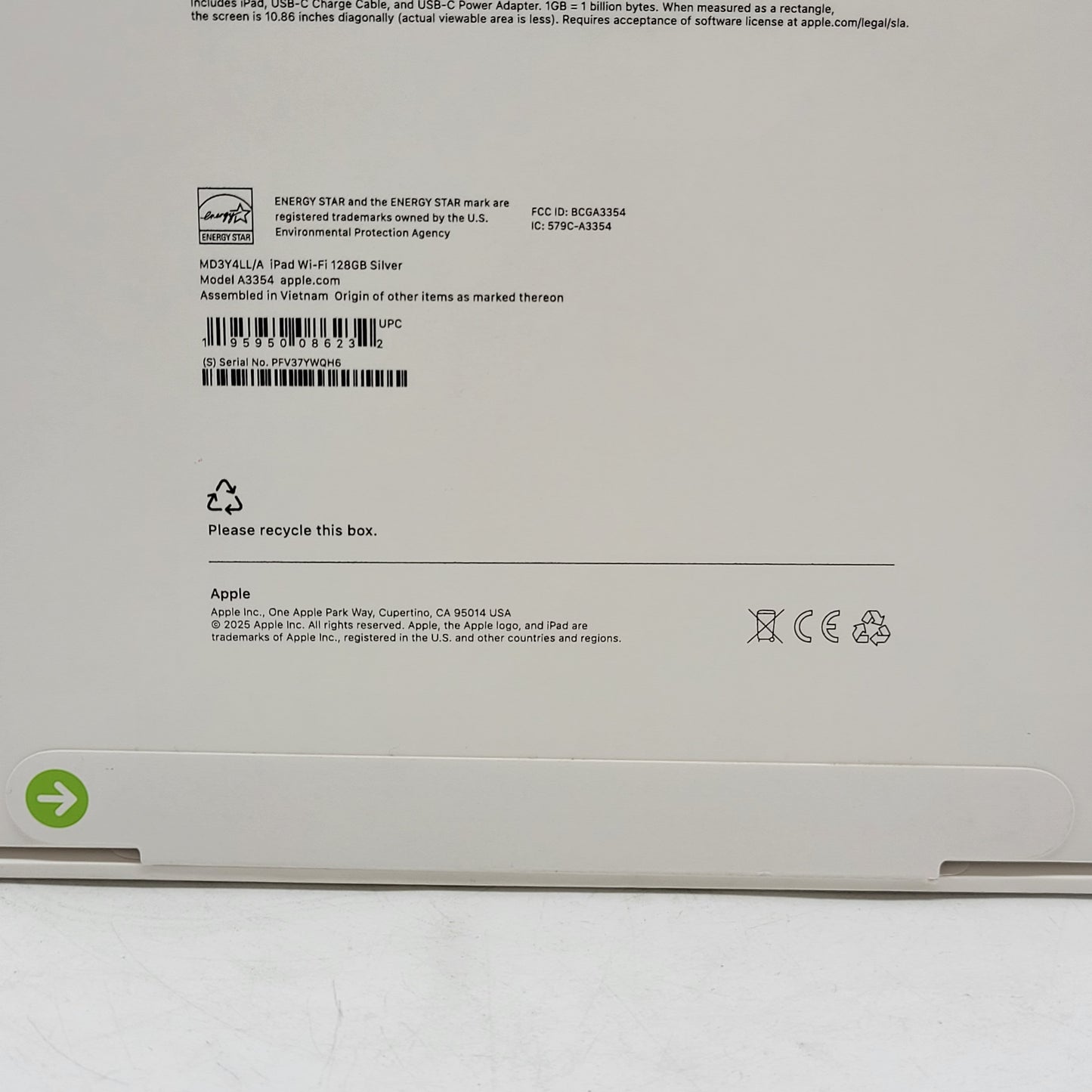 New WiFi Only Apple iPad 11" (A16) 128GB Silver MD3Y4LL/A
