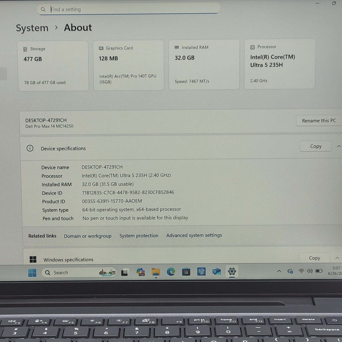Dell Pro Max 14 MC14250 14" ULTRA 5 235H 2.4GHz 32GB RAM 512GB SSD