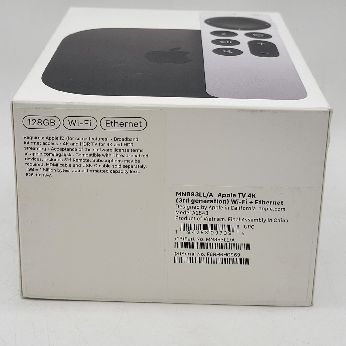 Apple TV 4K 3rd Gen 128GB Digital HD Media Streamer MN893LL/A WiFi + Ethernet