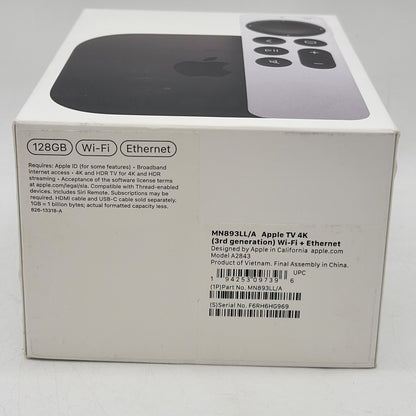 Apple TV 4K 3rd Gen 128GB Digital HD Media Streamer MN893LL/A WiFi + Ethernet