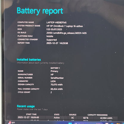 HP OmniBook 7 16-AZ0595C1 16" Intel Core 9 270H 2.7GHz 64GB RAM 2TB SSD