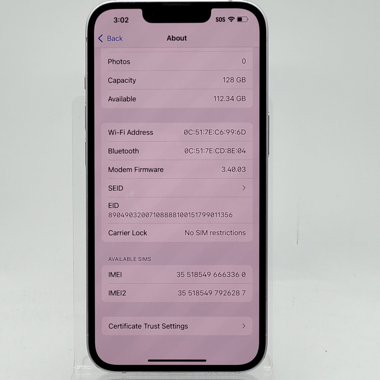 Unlocked Apple iPhone 14 128GB Purple NPUX3LL/A