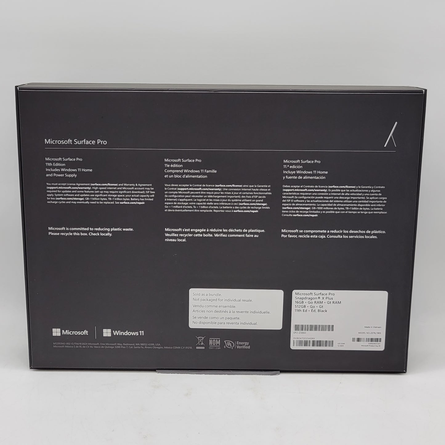 Microsoft Surface Pro 11th Edition 2076 13" Snapdragon X Plus 3.4GHz 16GB 512GB