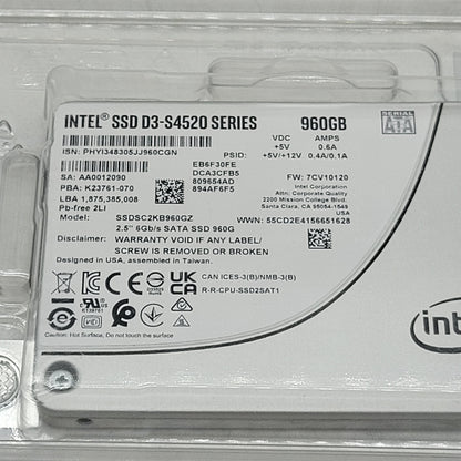 Intel 2.5" D3-S4520 Series 960GB SATA 6Gbs SSD SSDSC2KB960GZ