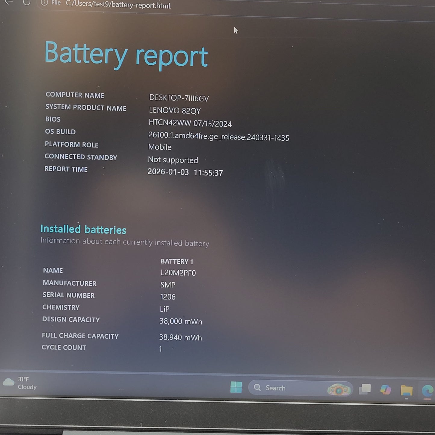 Lenovo Notebook V15 G21JL 15.6" Celeron N4500 1.1GHz 8GB RAM 128GB SSD