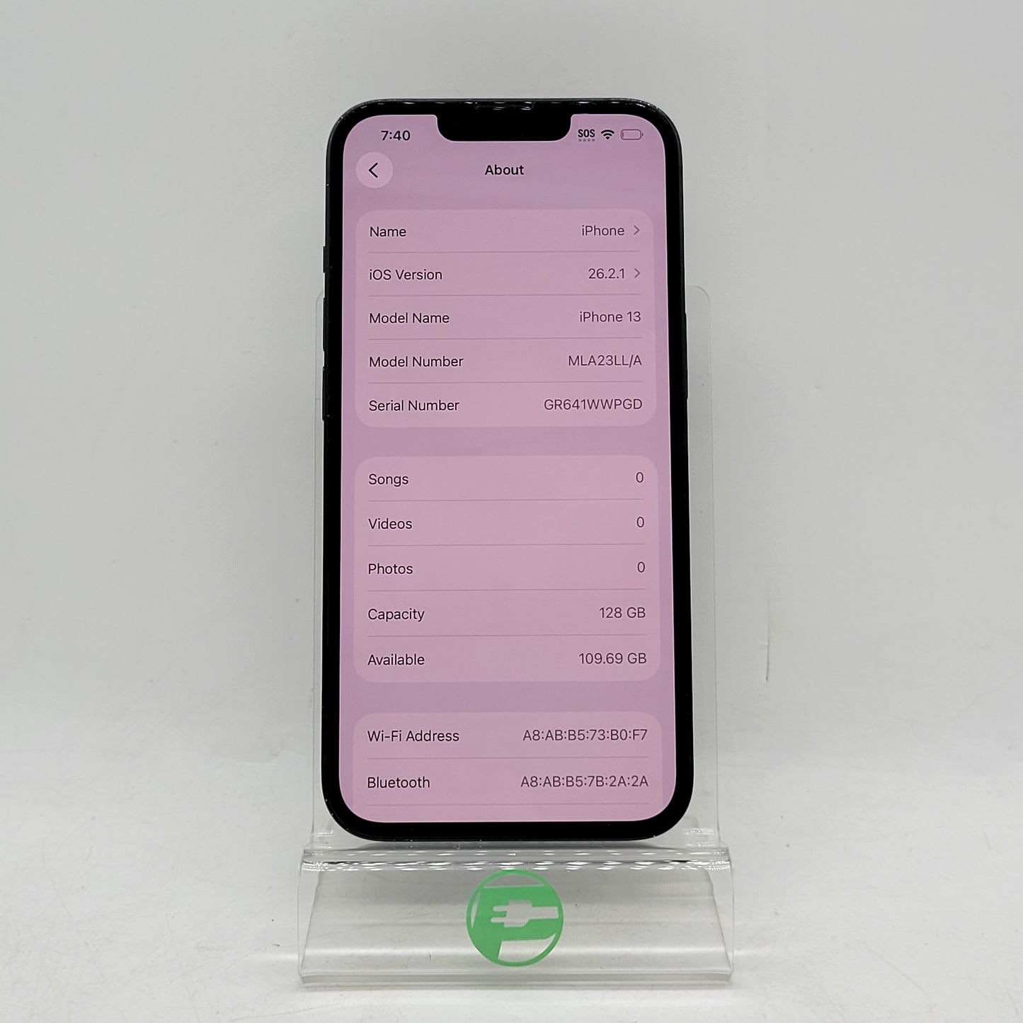 Factory Unlocked Apple iPhone 13 128GB Midnight MLA23LL/A