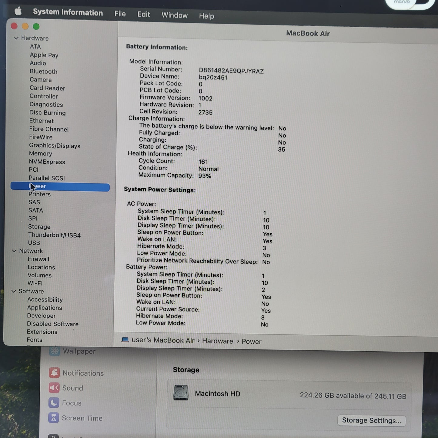 2020 Apple MacBook Air 13.3" M1 7 Core 3.2GHz 8GB RAM 256GB SSD A2337