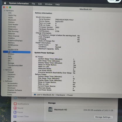 2020 Apple MacBook Air 13.3" M1 7 Core 3.2GHz 8GB RAM 256GB SSD A2337