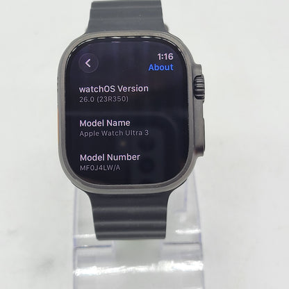 Unlocked Apple Watch Ultra 3 49MM Black Titanium Black Ocean Band MF0J4LW/A