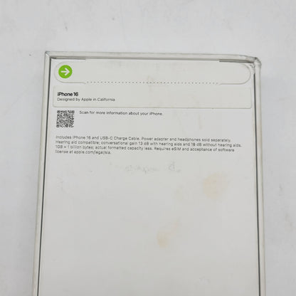 New Factory Unlocked Apple iPhone 16 128GB White MYAQ3LL/A