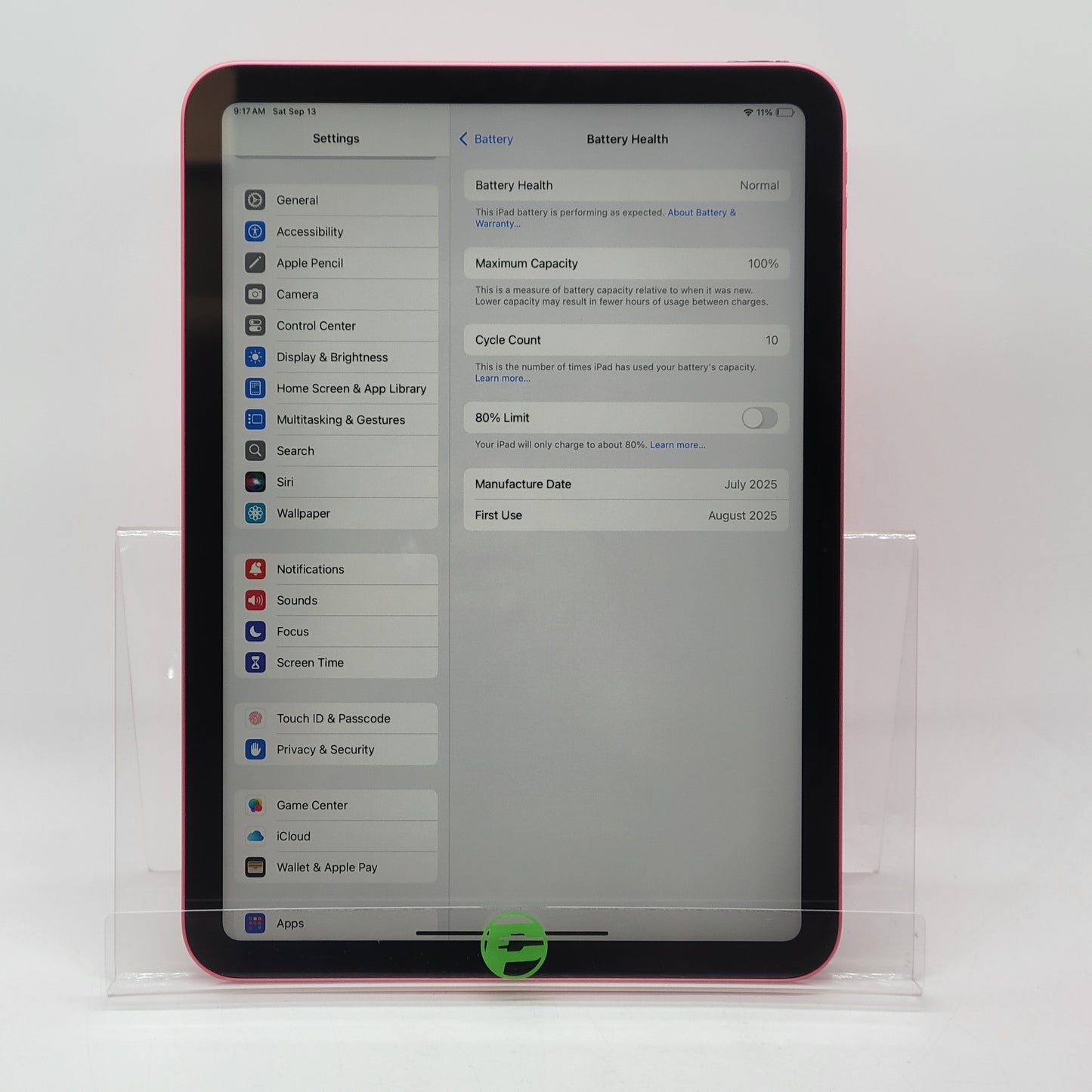 WiFi Only Apple iPad 11" (A16) 128GB Pink MD4E4LL/A