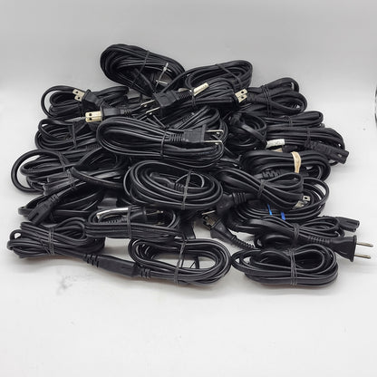 Lot of 30 Generic Two-Prong AC Power Cord Cables Various Lengths