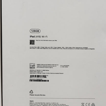 WiFi Only Apple iPad 11" (A16) 128GB Yellow MD4D4LL/A