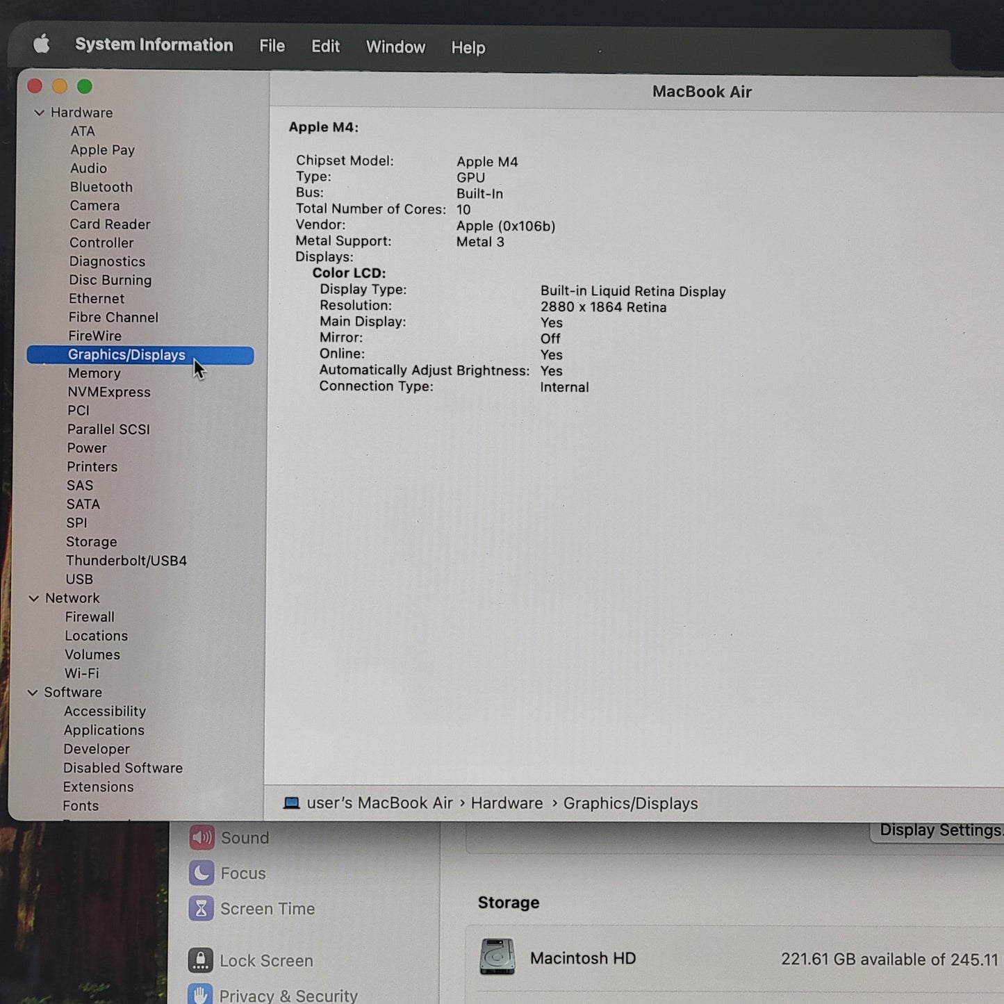 2025 Apple MacBook Air 15" M4 10C GPU 4.5GHz 16GB RAM 256GB SSD A3241