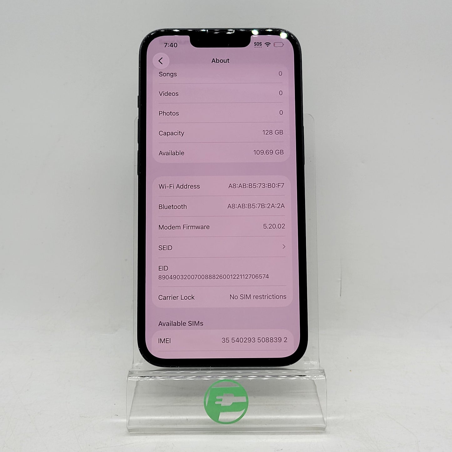 Factory Unlocked Apple iPhone 13 128GB Midnight MLA23LL/A