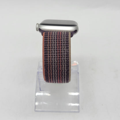 GPS Only Apple Watch Series 8 45MM Silver Aluminum Beige Braided Loop A2771