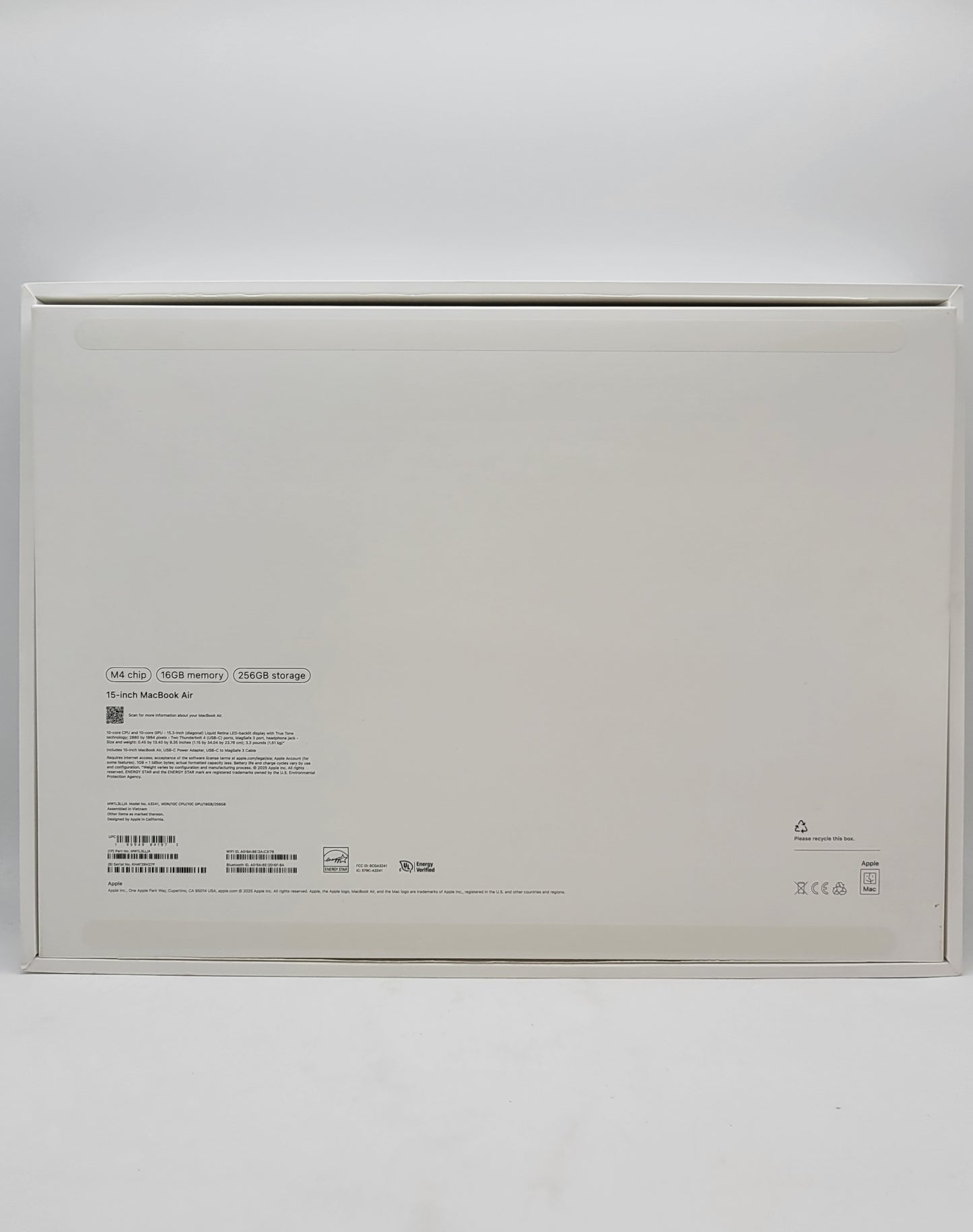 2025 Apple MacBook Air 15" M4 10C GPU 4.5GHz 16GB RAM 256GB SSD A3241