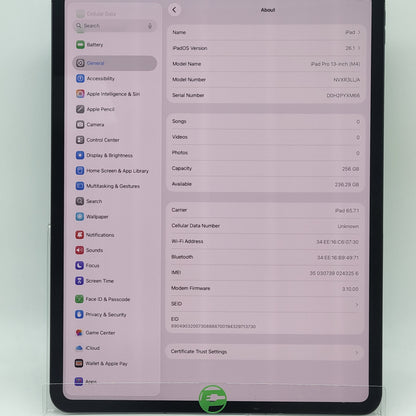 WiFi Only Apple iPad Pro 13" M4 256GB Space Black NVXR3LL/A