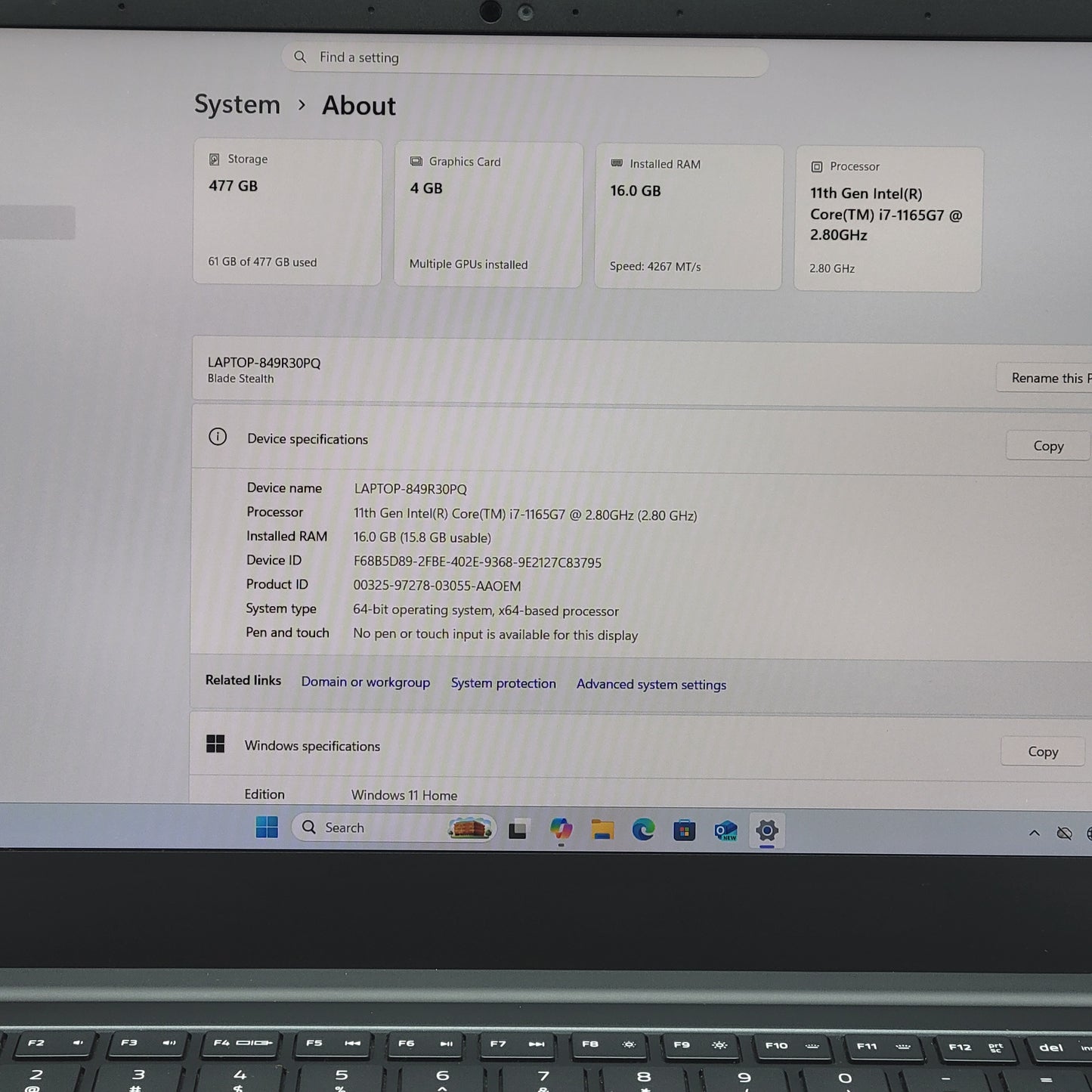 Razer Blade Stealth 13 RZ09-0327 i7-1165G7 16GB RAM 512GB GTX 1650 Ti Max-Q