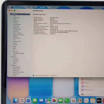 2026 Apple MacBook Neo 13" A18 Pro 5C GPU 4.0GHz 8GB RAM 512GB SSD MHFG4LL/A