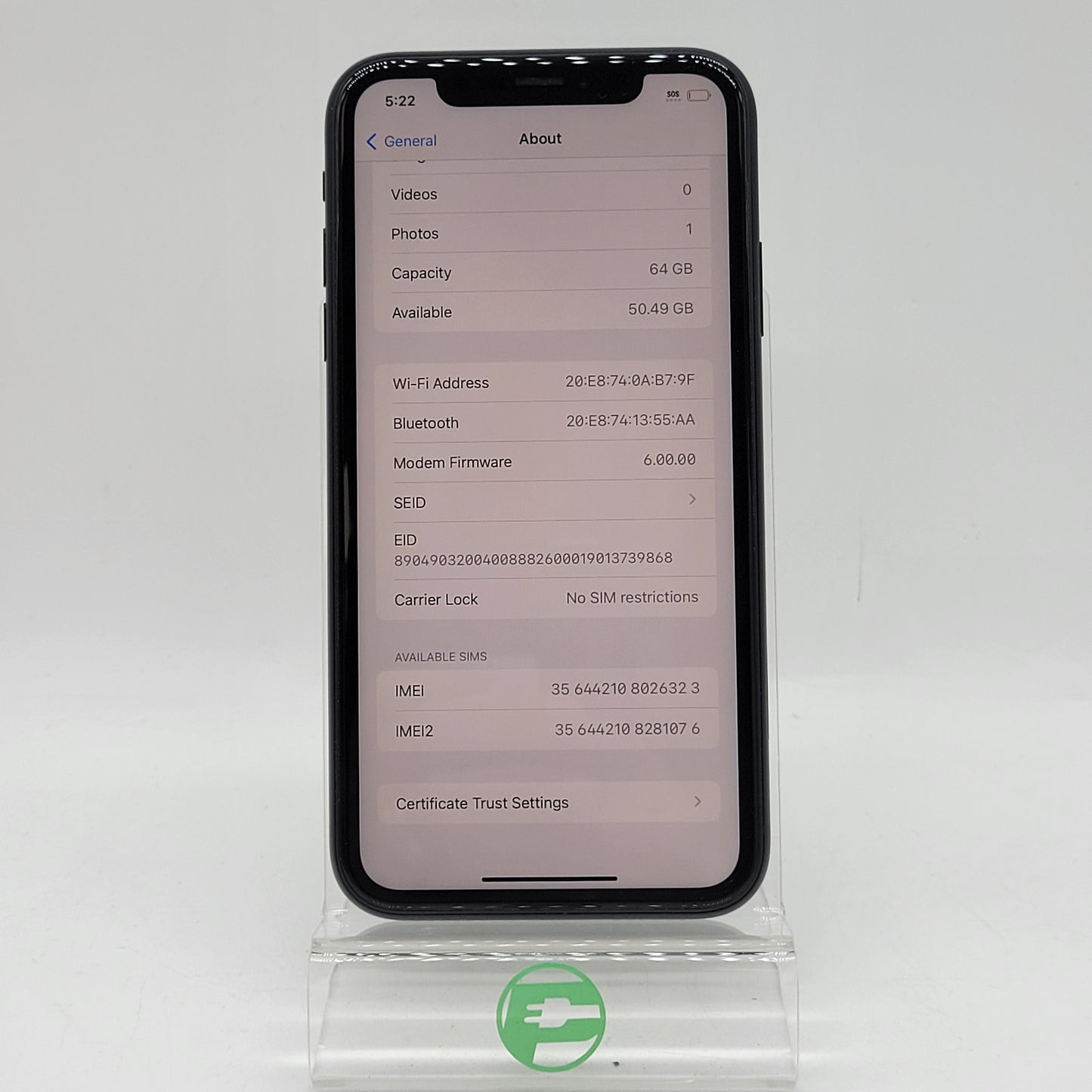 Unlocked Apple iPhone XR 64GB 17.6.1 Black MT3K2LL/A