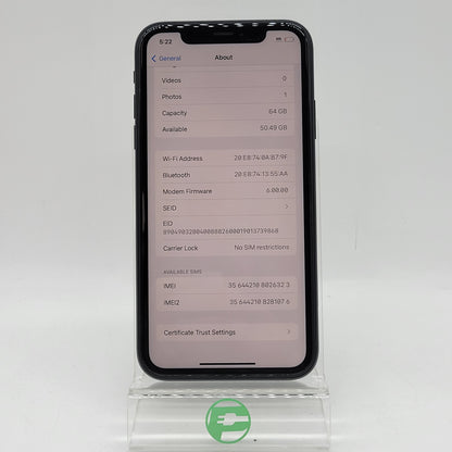 Unlocked Apple iPhone XR 64GB 17.6.1 Black MT3K2LL/A