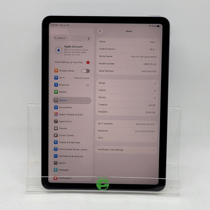 WiFi Only Apple iPad Air 5th Gen 64GB Purple MME23LL/A