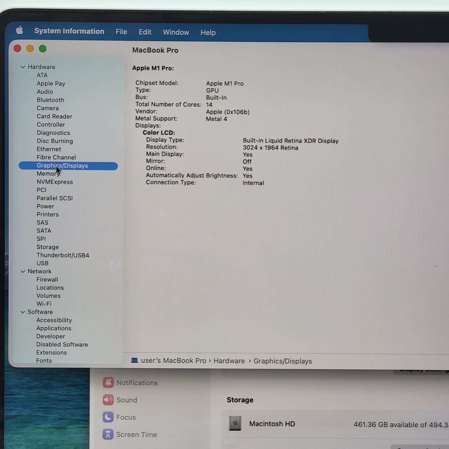 2021 Apple MacBook Pro 14" M1 Pro 14C GPU 3.2GHz 16GB RAM 512GB SSD A2442