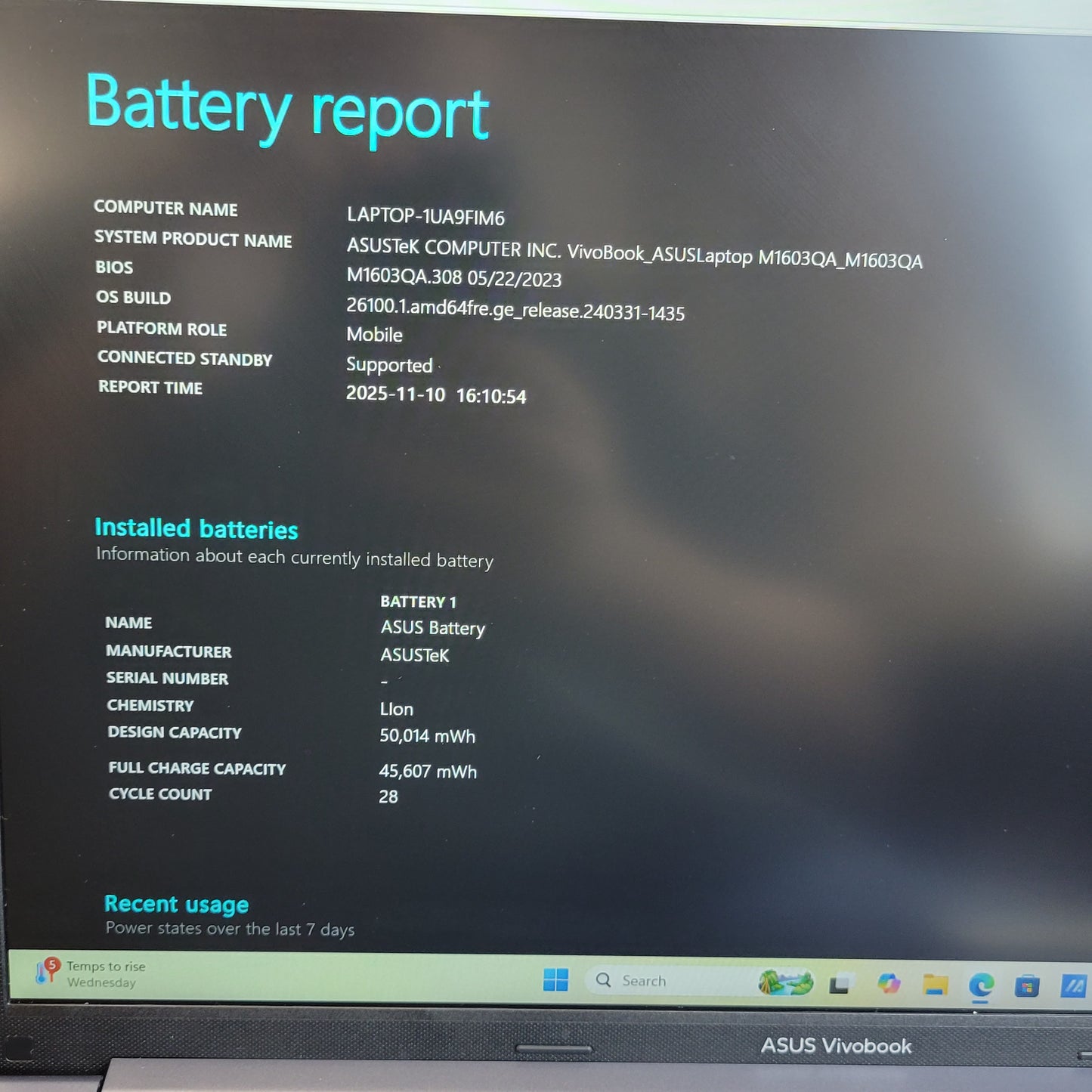 Asus Vivobook 15 M1603Q 15.6" Ryzen 7 5800HS 3.2GHz 12GB RAM 512GB SSD