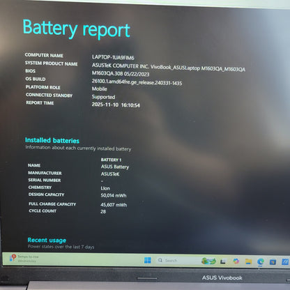 Asus Vivobook 15 M1603Q 15.6" Ryzen 7 5800HS 3.2GHz 12GB RAM 512GB SSD