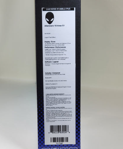 New Alienware Area-51 18" Core Ultra 9 275HX 2.7GHz 32GB RAM 1TB SSD RTX 5070