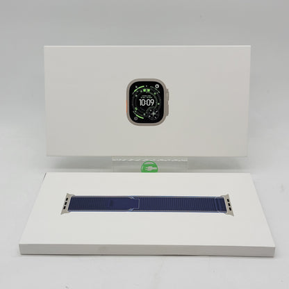 Unlocked Apple Watch Ultra 3 49MM Natural Titanium Blue Trail Loop MEWR4LW/A