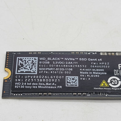 Western Digital WD 2280mm WD-Black 512GB M.2 NVMe Gen 4.0 x 4 SSD 