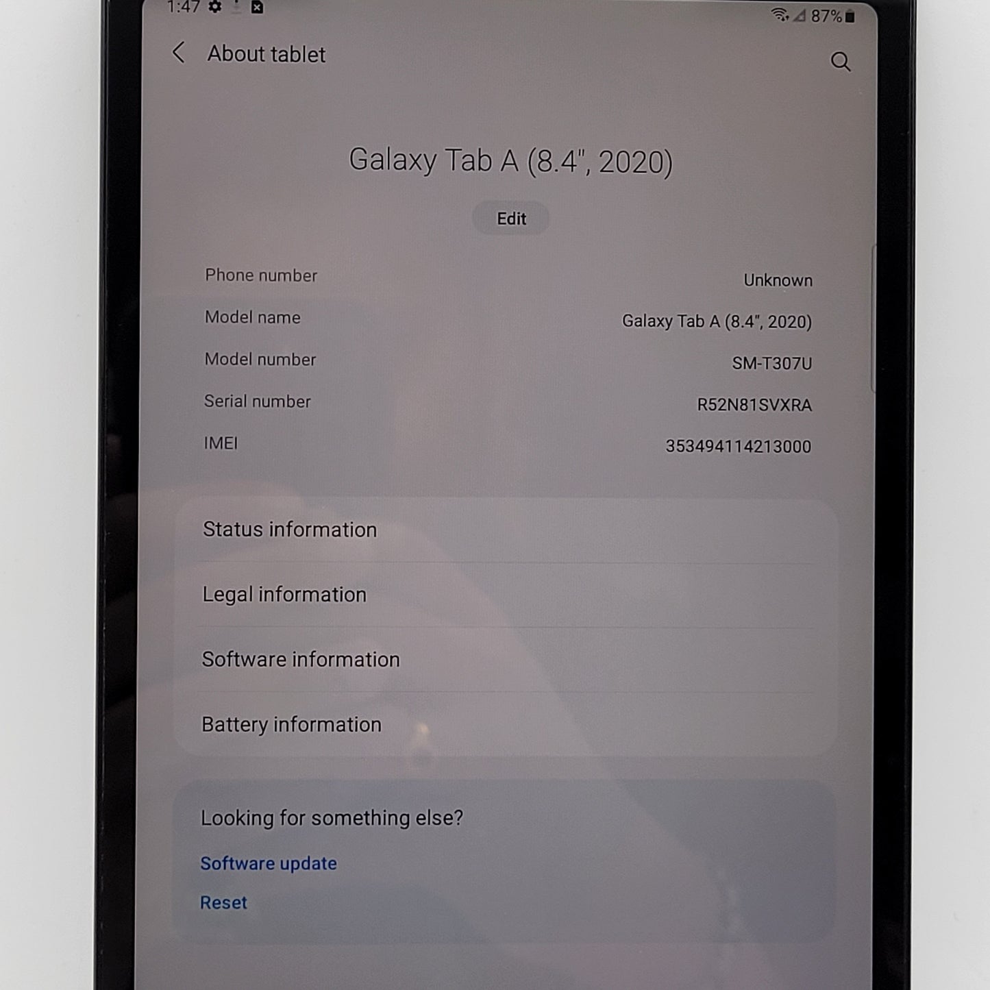 T-Mobile Samsung Galaxy Tab A 8.4" 32GB Lavender SM-T307U