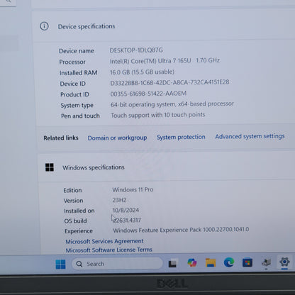 Dell Latitude 7350 13.3" Ultra 7 165U 1.7GHz 16GB RAM 256GB SSD