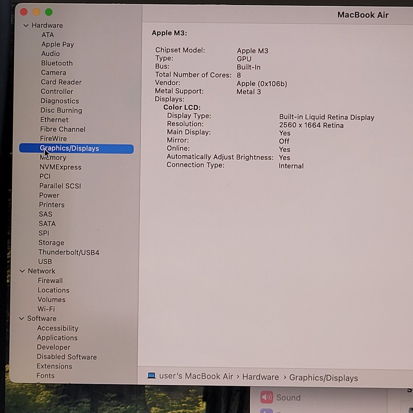 2024 Apple MacBook Air 13.6" M3 8C GPU 4.0GHz 8GB RAM 256GB SSD A3113