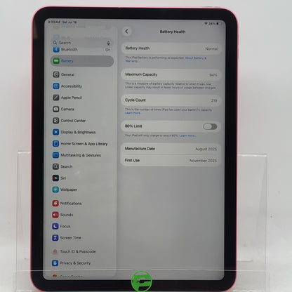 WiFi Only Apple iPad 11" (A16) 128GB Pink MD4E4LL/A