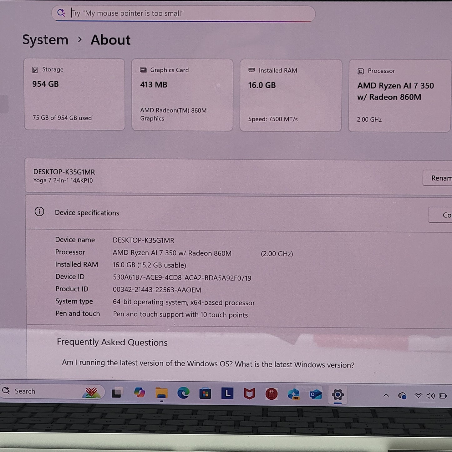 Lenovo Yoga 7 2 in 1 14AKP10 14" Ryzen AI 7 350 2.0GHz 16GB RAM 1TB SSD
