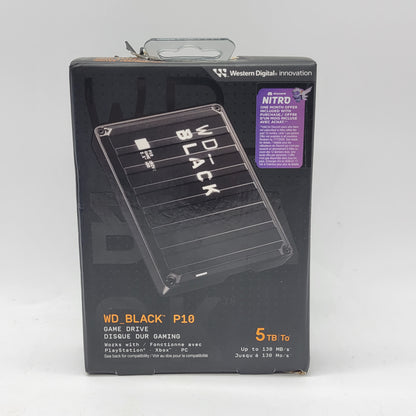 New Western Digital WD Portable BLACK P10 Game Drive 5TB HDD WDBA3A0050BBK-WEWM