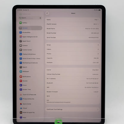 Factory Unlocked Apple iPad Air 13" M3 256GB Blue MCJ64LL/A