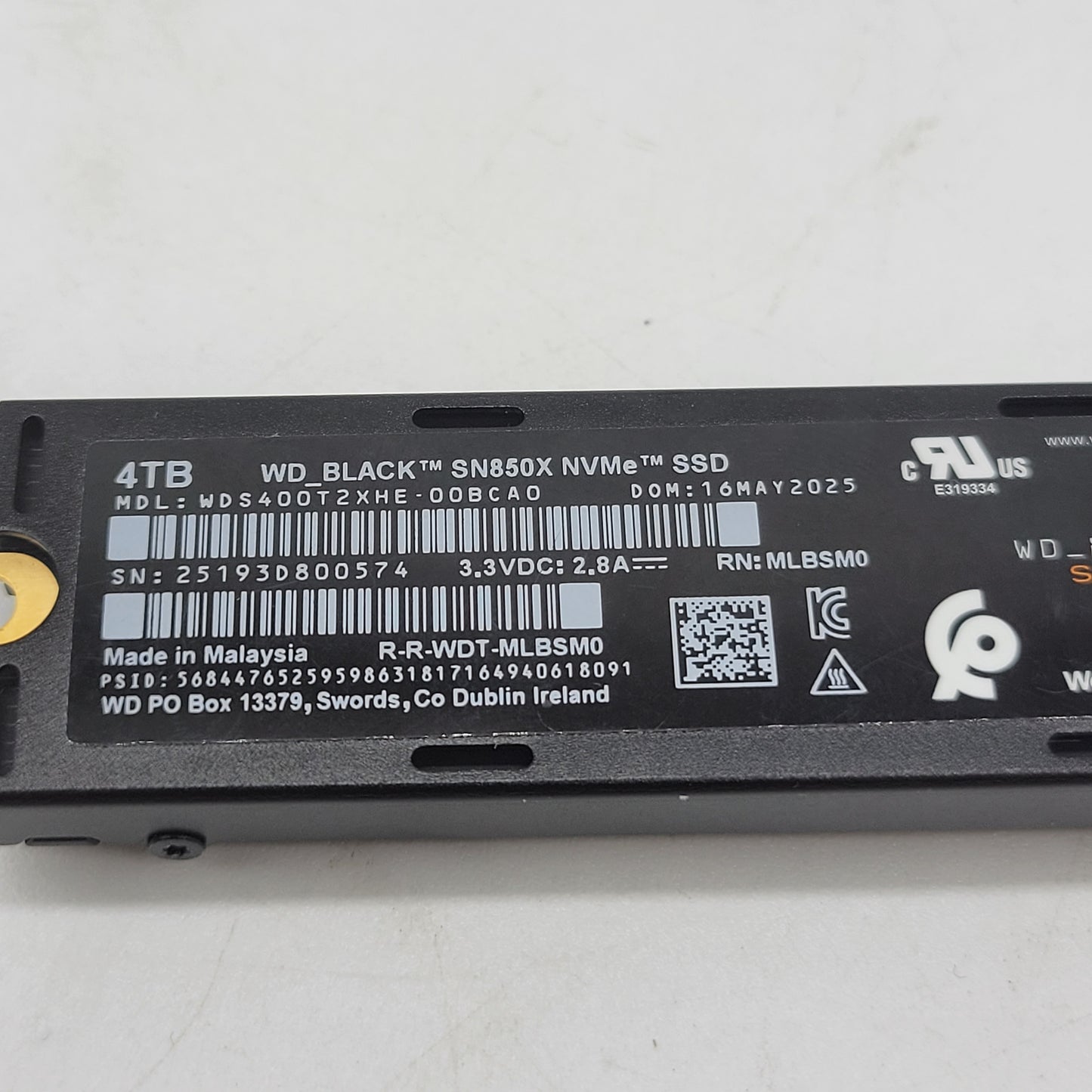 Western Digital WD 2280mm Black SN850X 4TB M.2 NVMe Gen 4.0 x 4 SSD