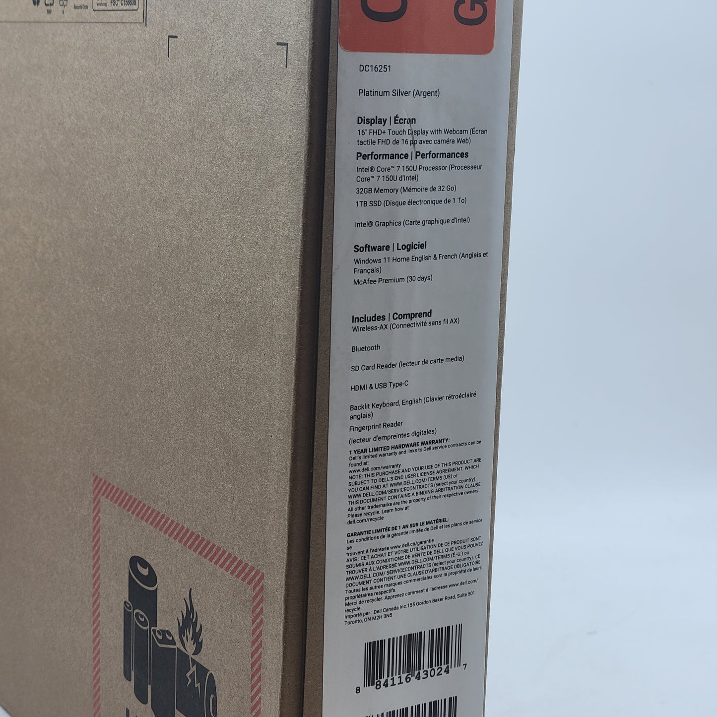 New Dell 16 DC16251 16" Core 7 150U 1.8GHz 32GB RAM 1TB SSD