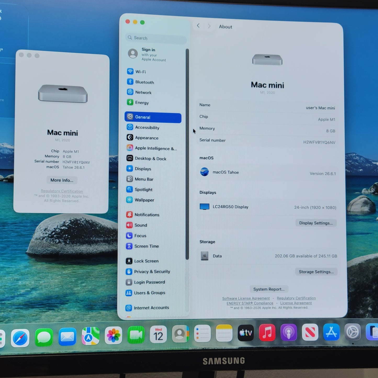 2020 Apple Mac Mini M1 8 Core 3.2GHz 8GB RAM 256GB SSD A2348