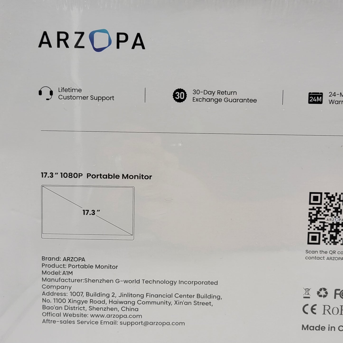 New ARZOPA A1M 17.3" Portable Monitor, 1080P FHD